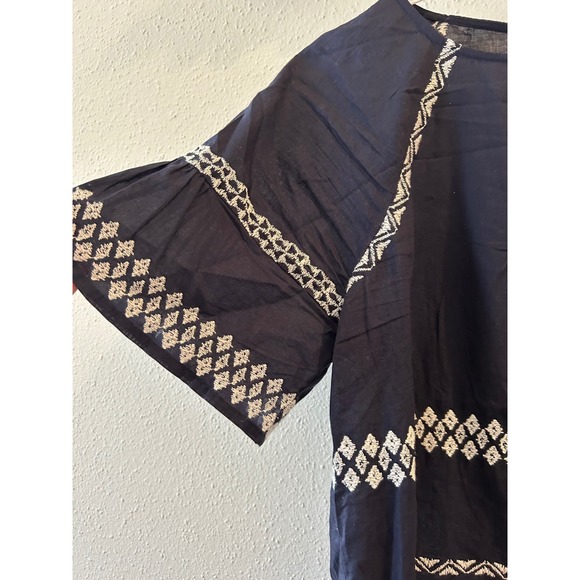Joie Navy Blue Embroidered Bell Sleeve Top XS - Picture 2 of 5